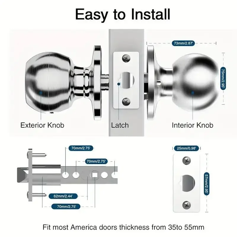 CIEPOJIT Fingerprint Soor Lock, 1 Count Smart Door Knob with APP/Keypad, Biometric Lock, Keyless Entry