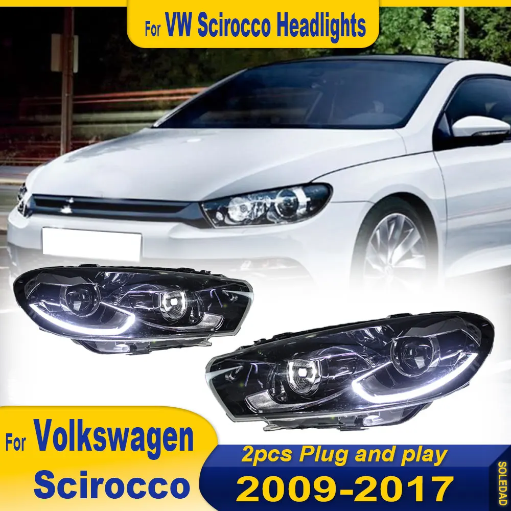 Car Headlights For VW Scirocco 2009-2017 high style LED Auto Headlamp Assembly Upgrade High Configure Projector Lens Accessories