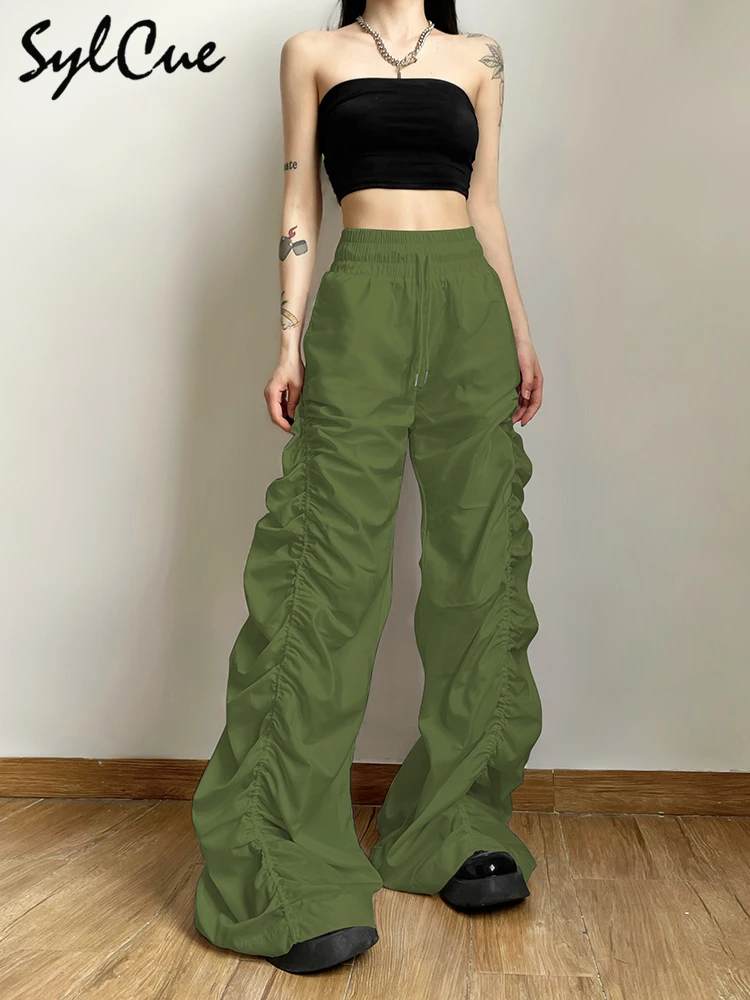 Nibber Fashion Trend Personalized Self-Confidence Avant-Garde Cool All-Match Casual Loose Girl High Waist Wide Leg Lantern Pants