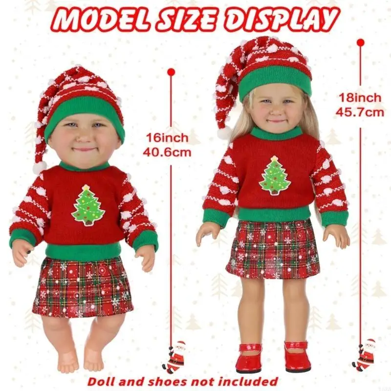 

Christmas Hat Skirt Sweater For 18 Inch Girl Doll Winter Coat Christmas Clothes L8RB