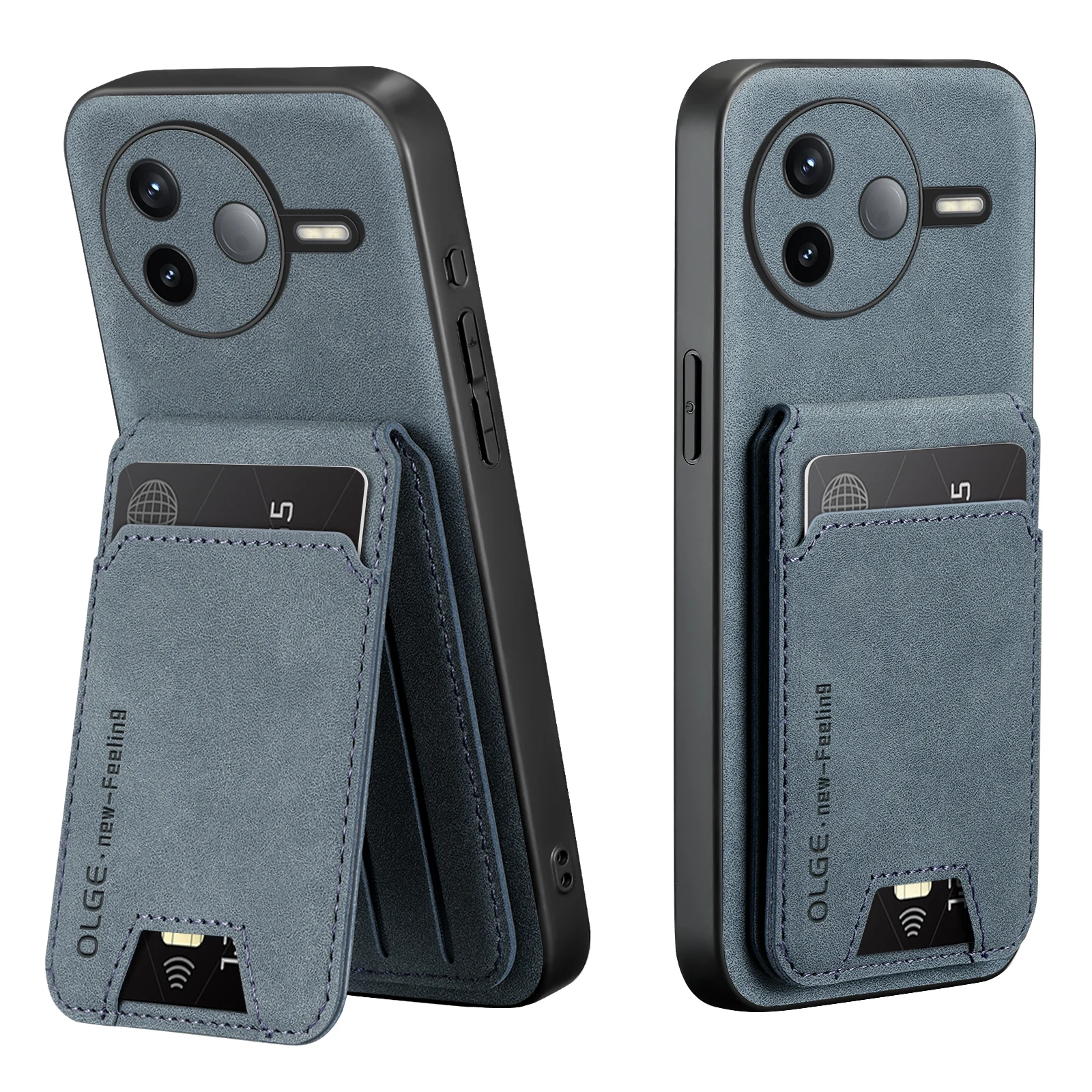 Phone Case For Redmi K80 Pro K70 E K60 K40S Solid Color Leather Wallet Card Slot Bracket Cover Funda