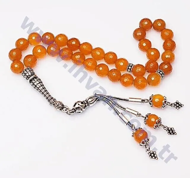 IQRAH Agate Stone Rosary (925 SETTING SILVER Fasetler)