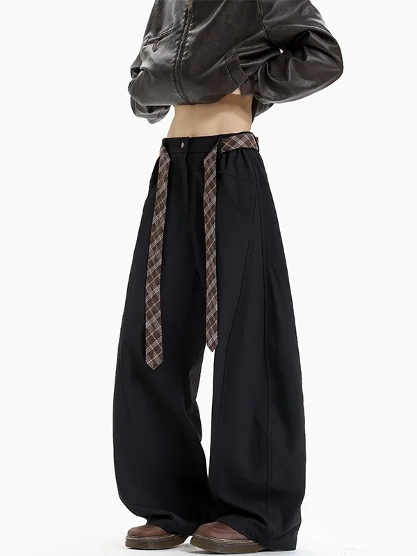 

Cleanfit Men's Casual Pants Knife Design Belt Pure Color Street Sle Youth Faionable Straight Leg Trousers