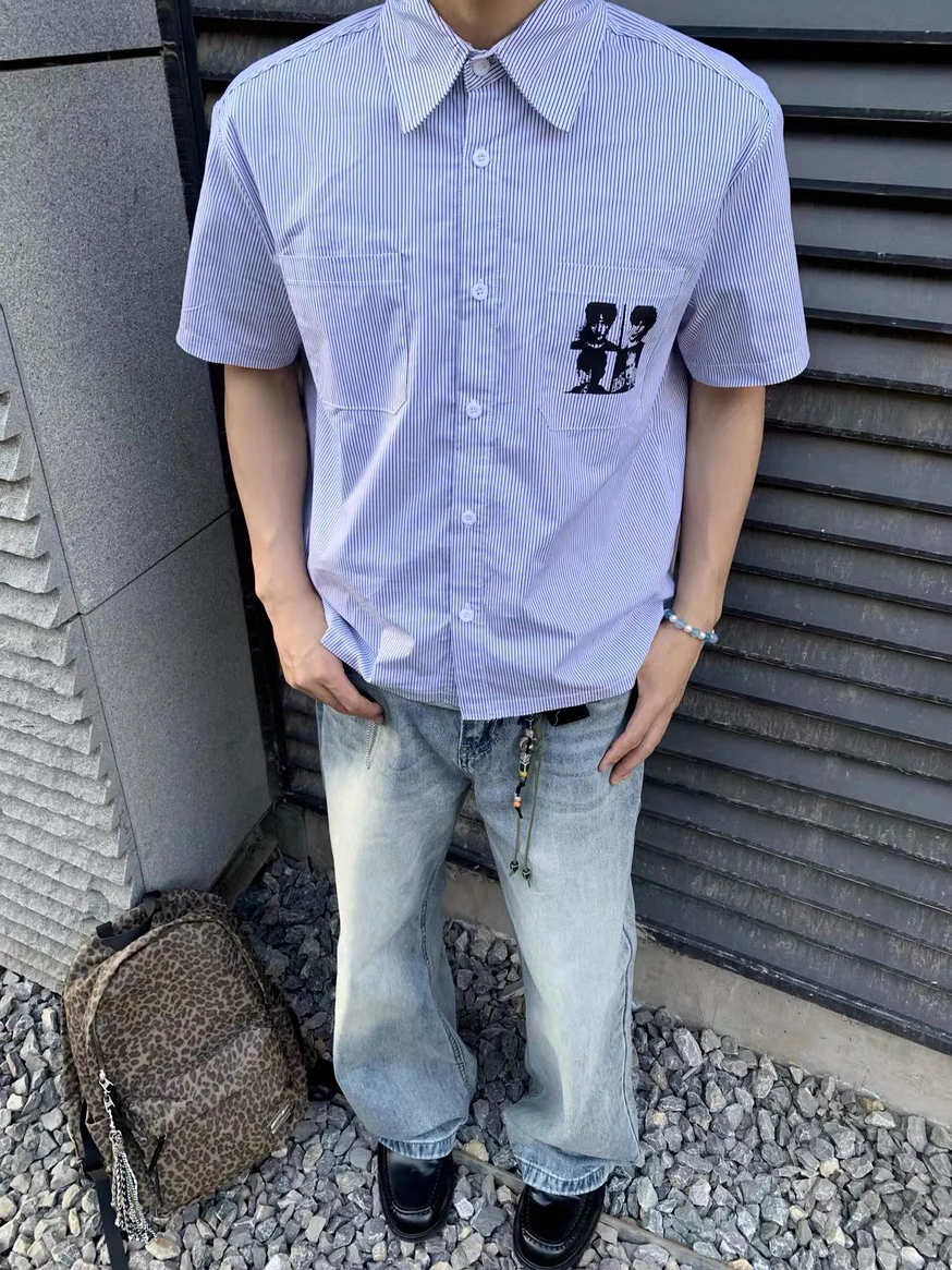 

American Sle Splaed Ink Portrait Print ort Sve Men's irt Summer Casual Loose Design Versatile Wide Fit irt for C...