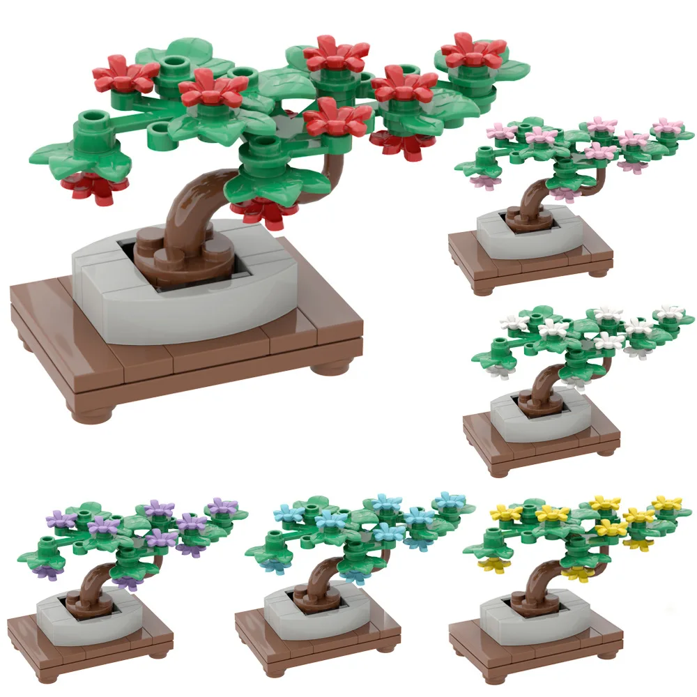 MOC Plants Accessories Bricks Tree Sets Street View Plant Laboratory Bar Counter oven Blocks Assemble Parts Toys
