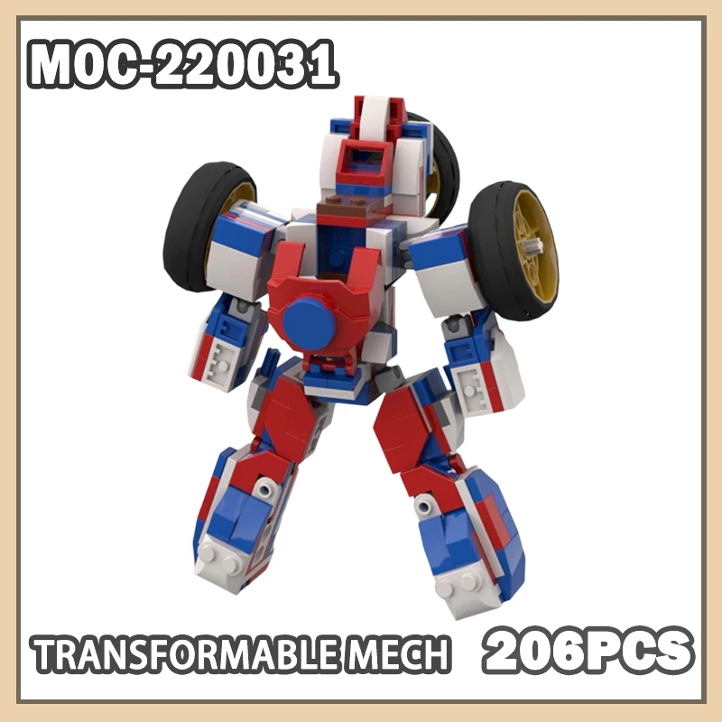 

MOC-220031 NEW DIY Transformable Mech Creative Building Blocks Toy Robot Beginner Tank Model Brick Children Birthday Gift 206PCS