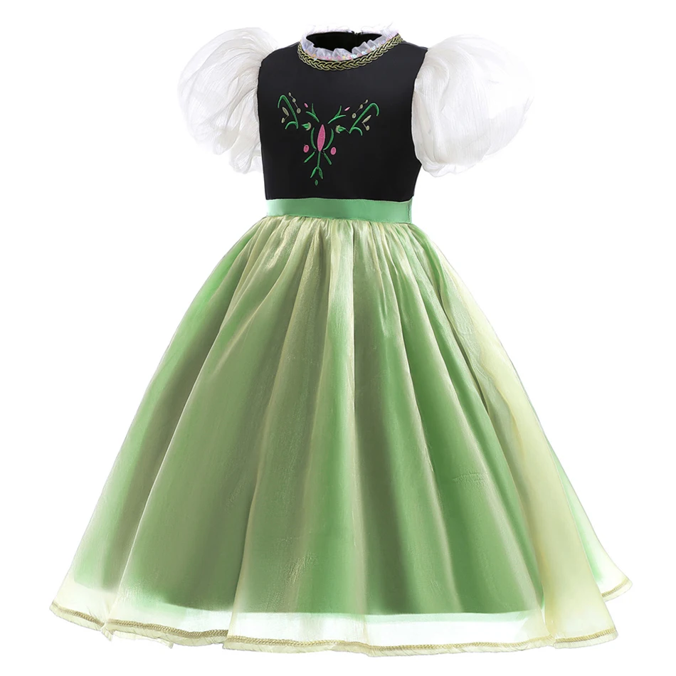 Anna Dress Kids Summer Fancy Clothes Children Cosplay Princess Costumes Girls Halloween Birthday Carnival Party Festival Outfits