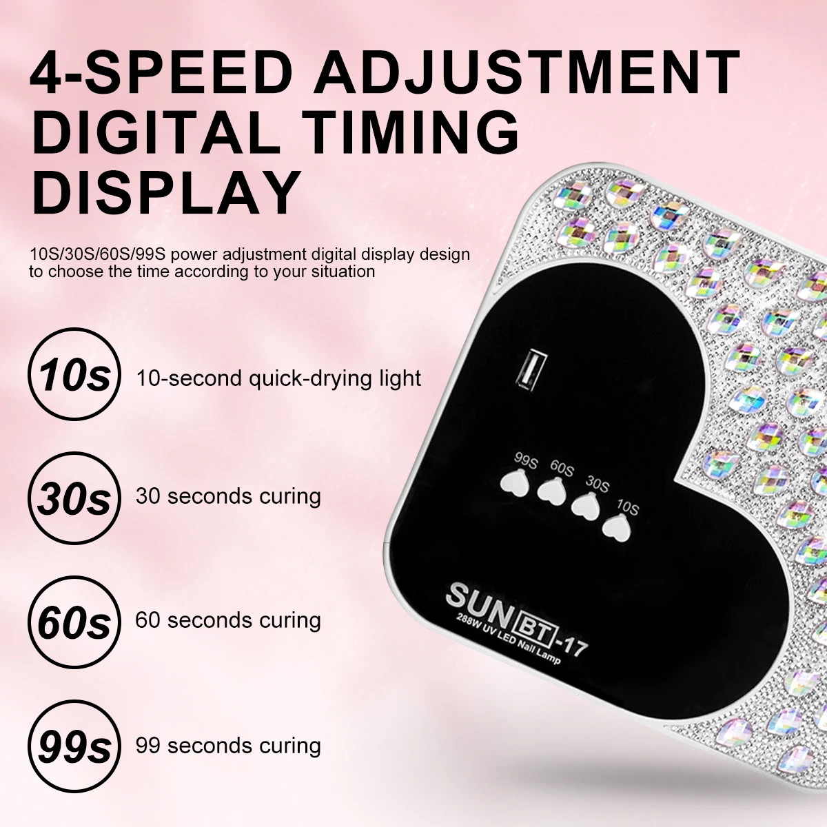 プロ用ネイルドライヤー 45LED UVネイルランプ 4つのタイマーとセンサー設定付き ネイルサロンツール用ネイルポリッシュ硬化ライト