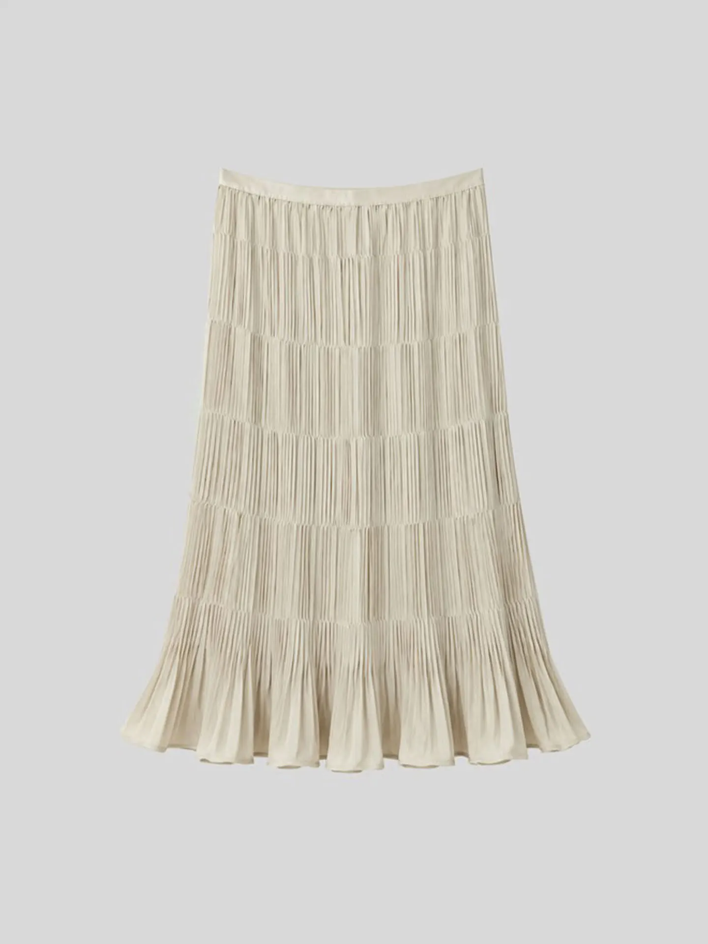 Retro Apricot Accordion Pleat Half Skirt Women Summer High Waist Slimming Fish Tail Midi Skirt Girls Standard Fit 2026 Summer