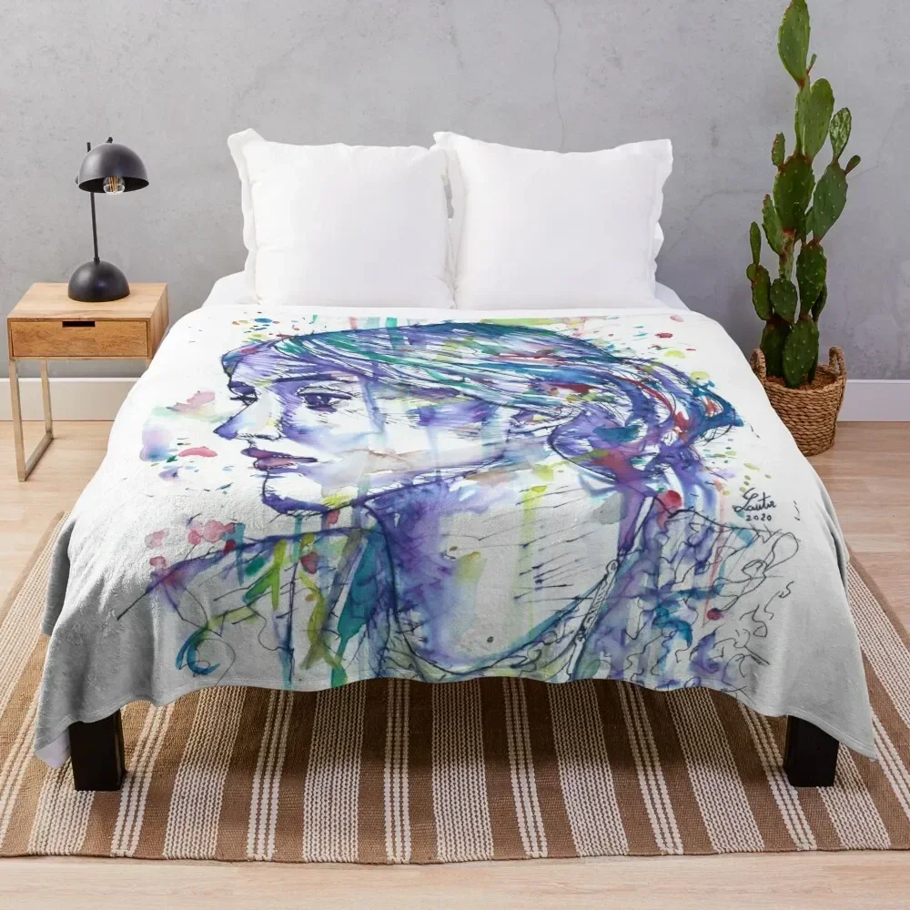 VIRGINIA WOOLF watercolor and ink portrait.1 Throw Blanket Luxury decorative Blankets