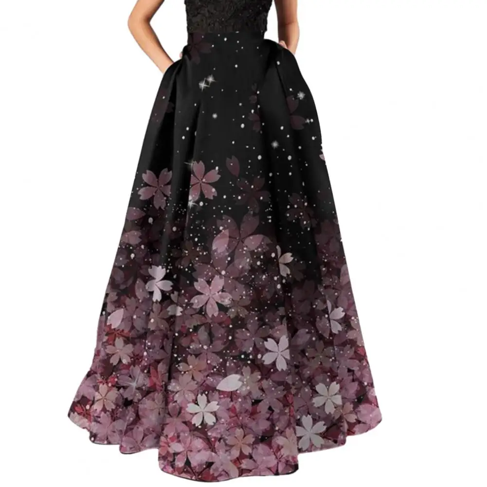 Damesrok Hoge Taille Bohemian A-Lijn Rok Grote Schommel Bloemenprint Rits Half-Opening Rok Losse Partij