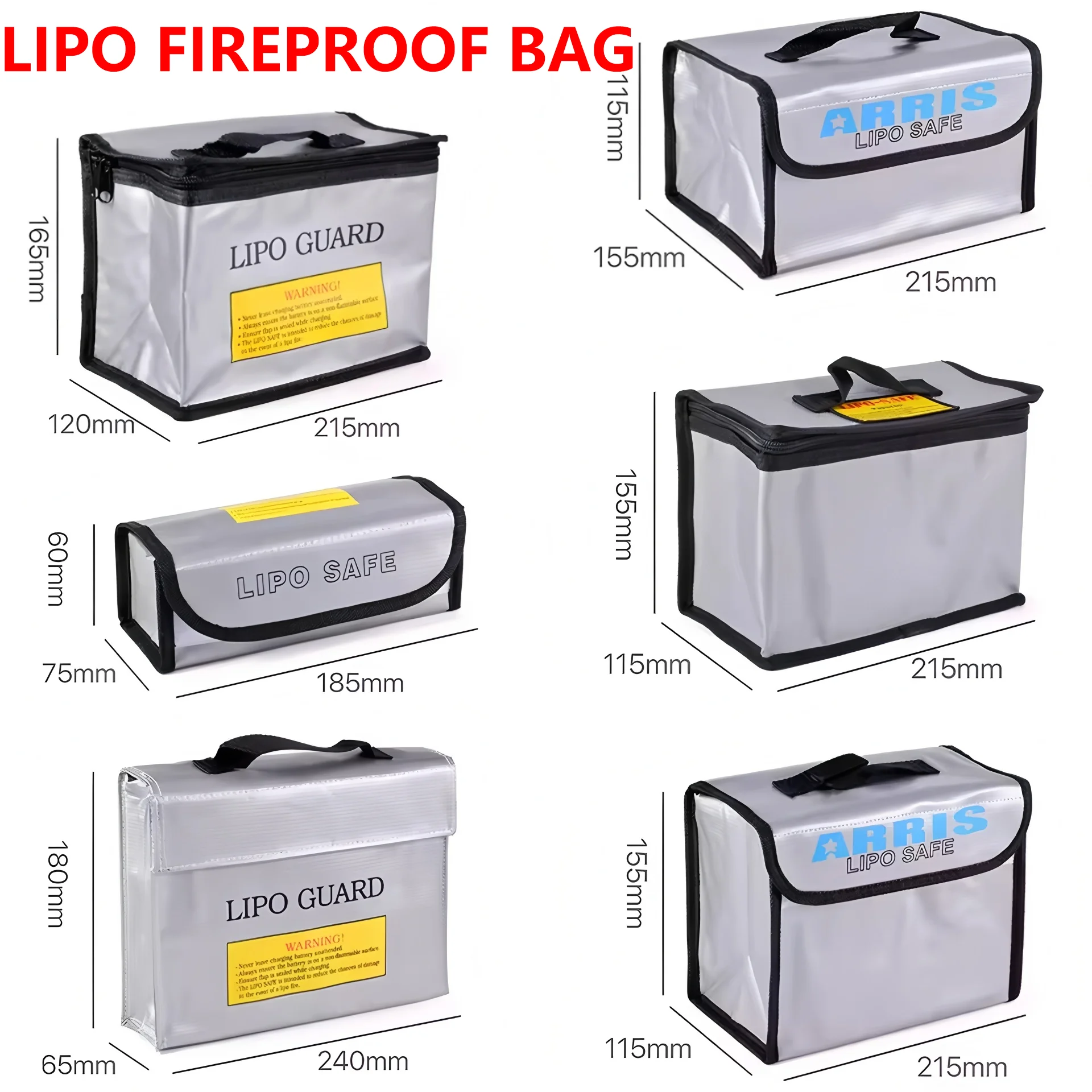 High Quality Fireproof & Waterproof Explosion-proof RC LiPo Battery Safety Bag Safe Guard Charge Sack 125*64*50MM