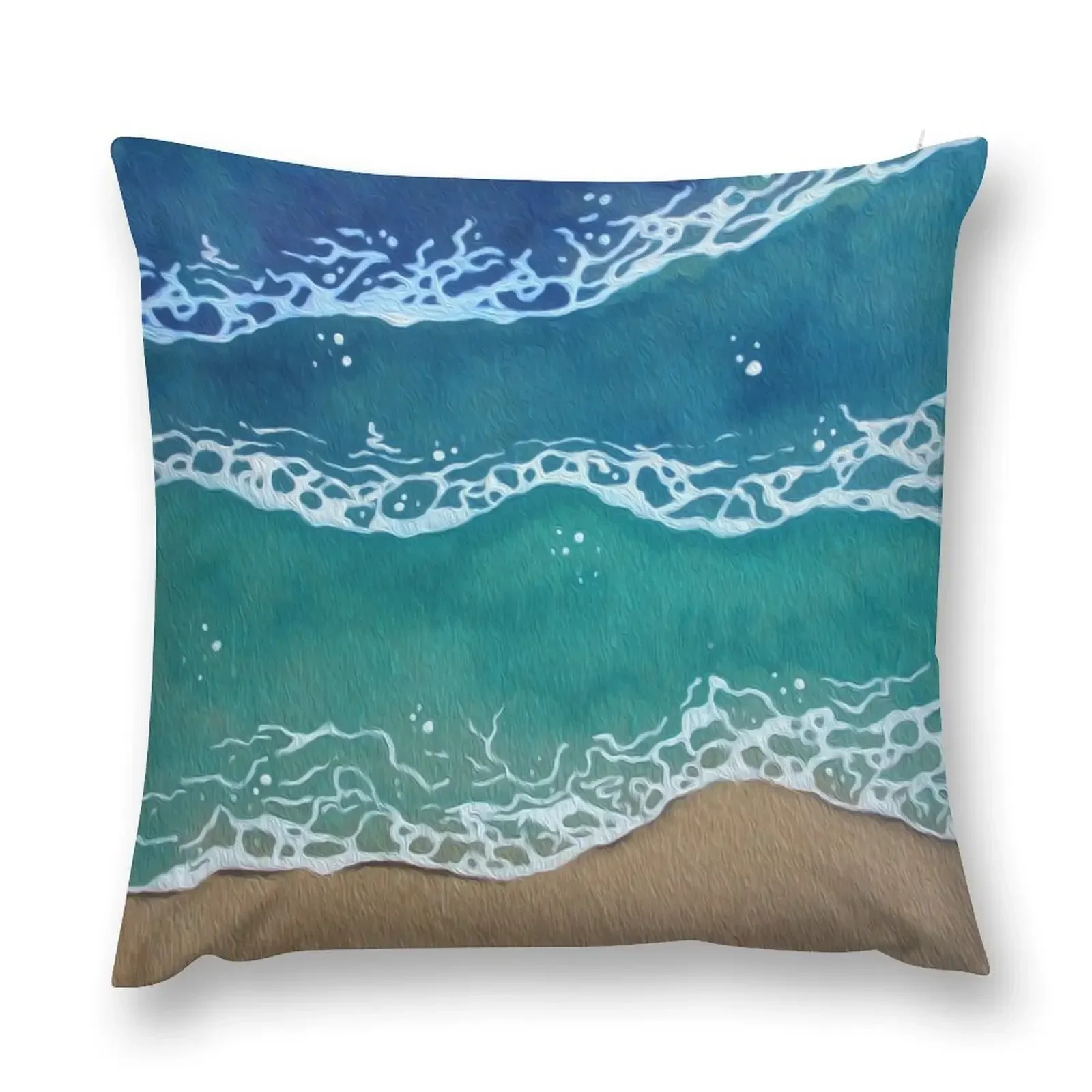 Waves - Aerial beach scene with breaking turquoise waves Throw Pillow New year Couch Pillows pillow