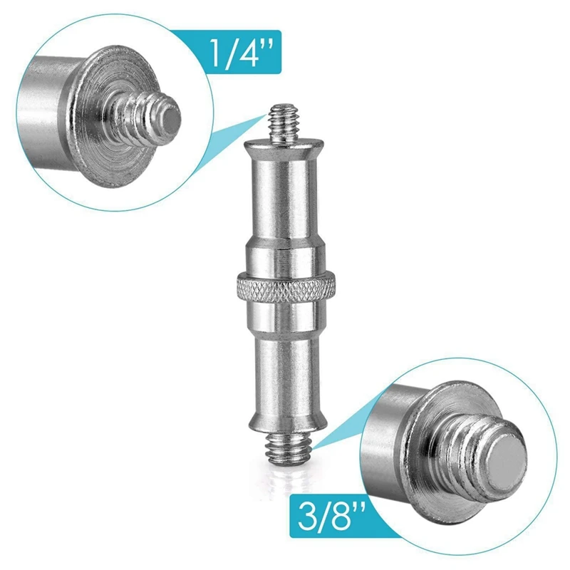 4Pcs 1/4Inch To 3/8Inch Male Thread Adapter Double-Ended Spigot Stud Male Adapter Camera Screw Photograph Hand Tool