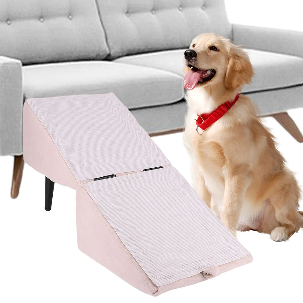 

2 in 1 Foldable Dog Vehicle Stair with Footrest Stool Non-Slip Cat Vehicle Ramp Transformable Pet Stair for Small Breed Animal