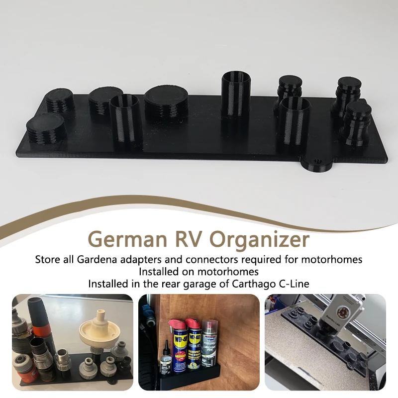 

RV Organizer For Gardena Adapters Connectors Required For All RVs Installed RVs Installed The Rear Garage Of Carthago C-Line