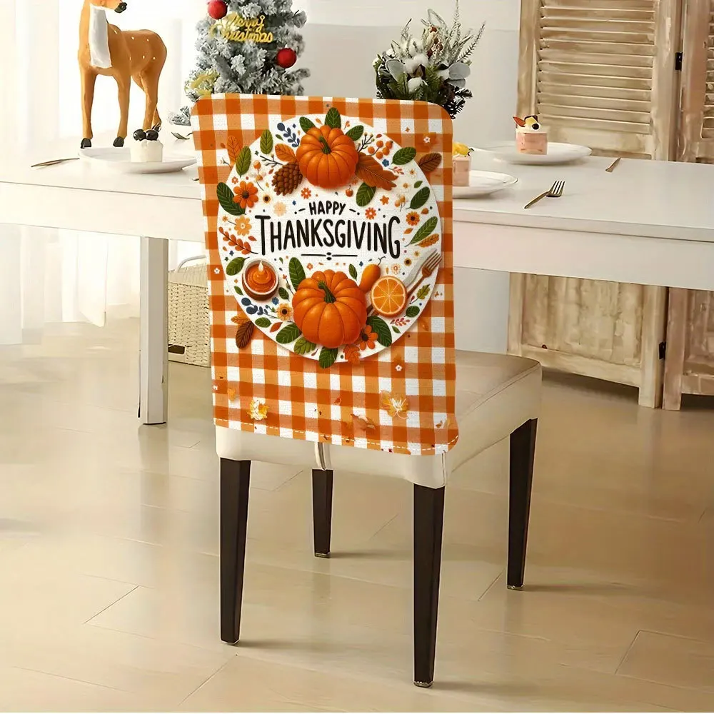 VIKAMA Fall Harvest Pumpkin Maple Leaf Autumn Chair Covers 2/4/6 PCS for Non Slip Washable Family Gathering Holiday Gift