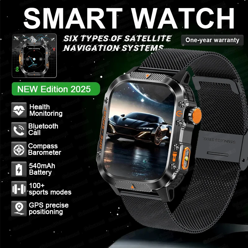 GUHUAVMI New Dual-band GPS Smart Watch Compass IP68Professional Waterproof Bluetooth Call Sports Swim Smart Watches For Men 2025