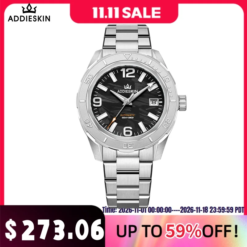 ADDIESKIN K007 Men Luxury Automatic Watch 100M Waterproof Sapphire Glass 316L Stainless Steel BGW9 Luminous Mechanical Watch