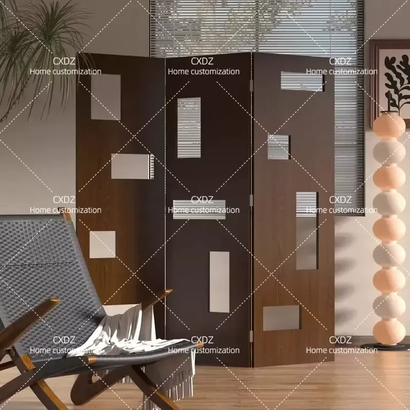 Medieval Round Hole Screen Hollow Partition Background Wall Modern Simple Shielding Foldable Mobile Home Partition