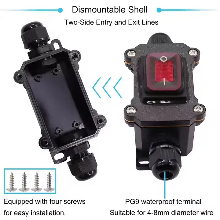 30A High Power Waterproof 24V 220V Ship Type Switch Line with High Current Modified and Installed with Outdoor Wiring Box