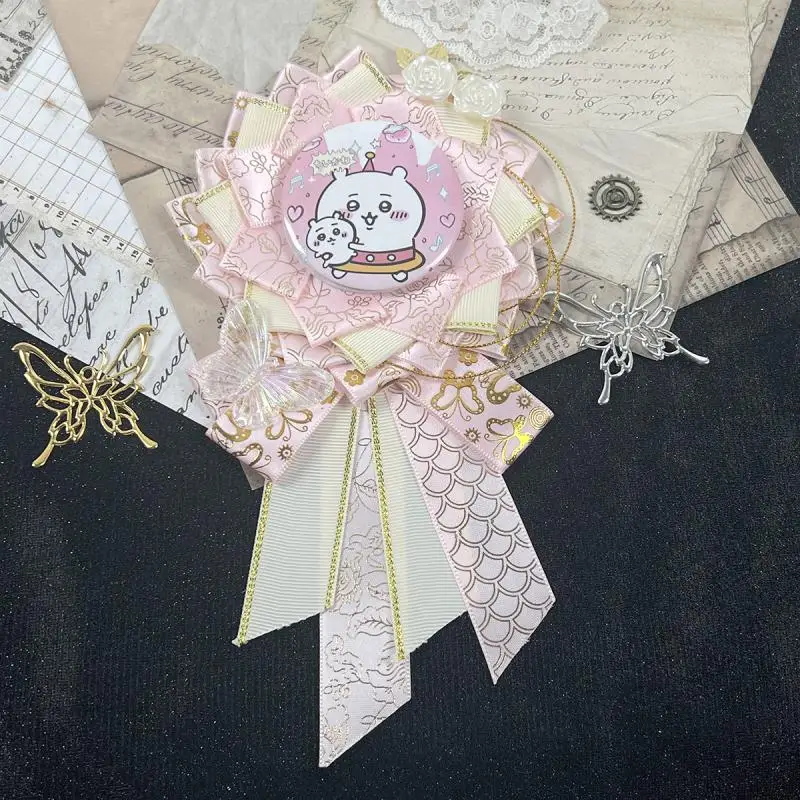 Quadratic Element Long Streamers Badge Rosette. Ribbon Butterfiy Badge Holder. Lolita Ita Bag Accessories