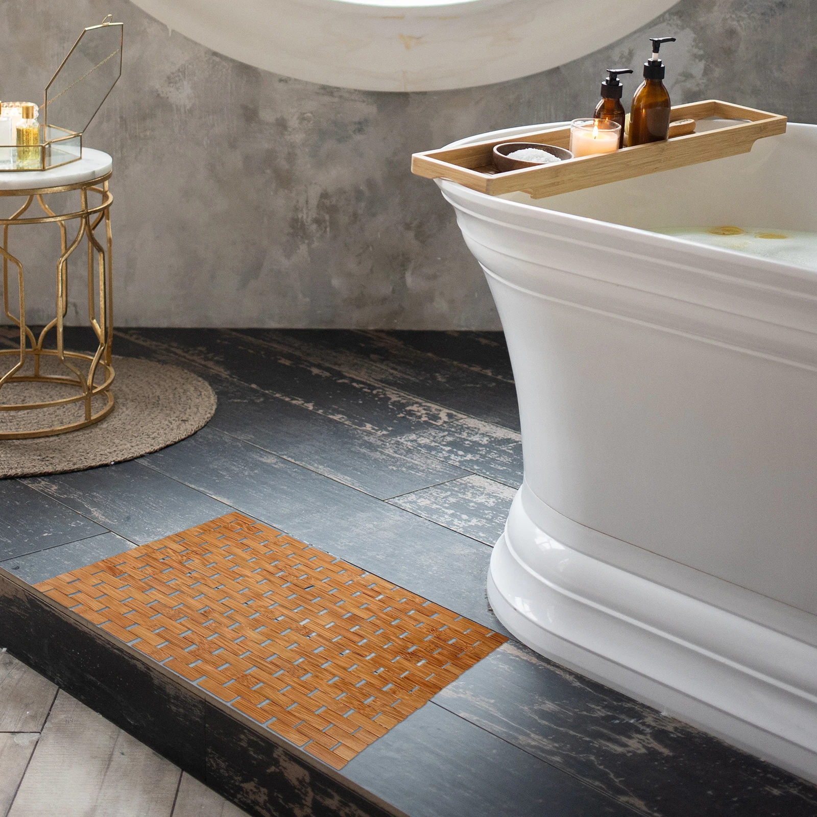 

Бамбуковый противоскользящий коврик для ванной комнаты, минималистичный квадратный дизайн, безопасный нескользящий коврик для душа, напольная подушка для ванны, коврик для ванны, коврики для ванны