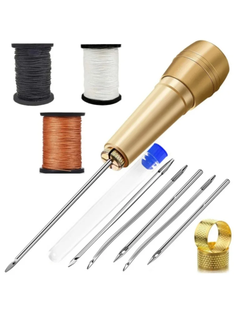 لتقوم بها بنفسك مجموعة الخياطة الجلدية الجلود الخياطة الخرامه إبرة مع مقبض النحاس مجموعة الجلود قماش خيمة الأحذية أداة إصلاح 3 لون الموضوع #1