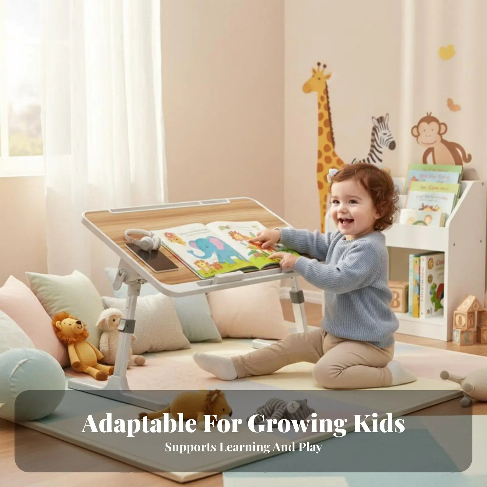 子供用折りたたみ式ブックレスト-省スペース調整可能な文学用イーゼル-丈夫な構造-軽量-子供、デスク、家庭用