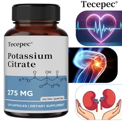 Potassium Citrate Supplement 275 Mg - 120 Capsules, Non-GMO, Gluten-Free, for Heart, Joint, Bone, Kidney, Cell Health
