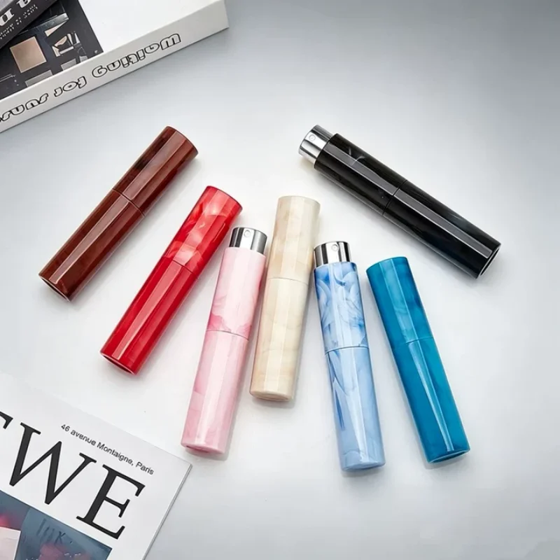 10ml  Marble Pattern Perfume Split Bottle High-end Fashion ABS Rotary Cosmetic Oral Spray Bottle Glass Perfume Empty Bottle