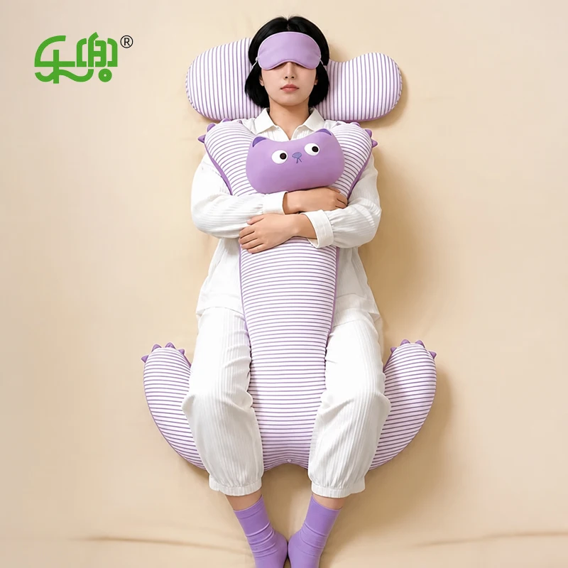 Lele Long Body Pillow Side Sleeping Pillow Soft Striped Cushion For Bedroom Adult Student Sleeping Leg Holding Cuddle Pillow