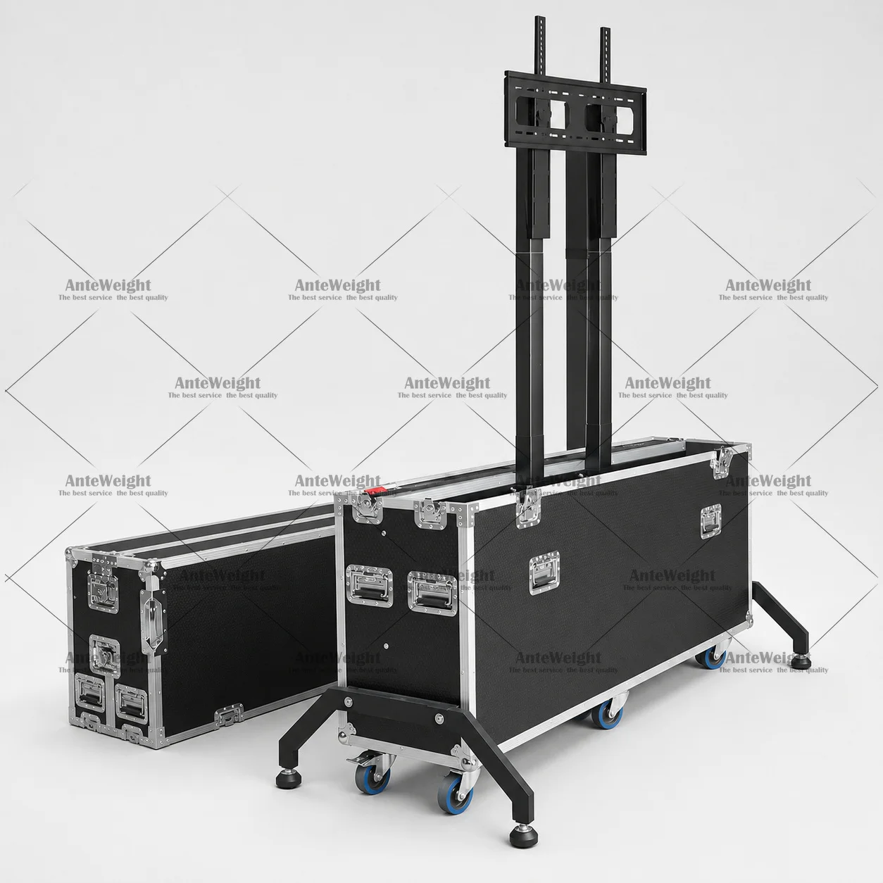 75 Inch Motorized TV Lift Flight Case with Integrated Electric Screen Lift for LED LCD Display