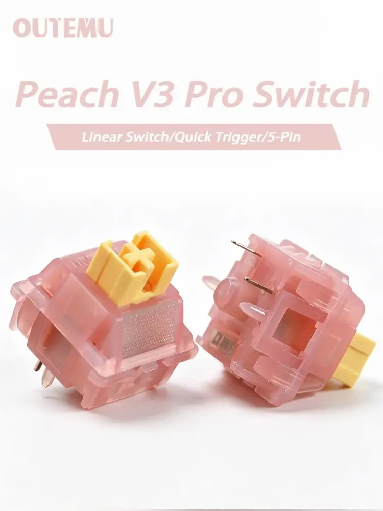 Przełączniki Outemu Peach V3 Pro Silent Switch 40gf 5-pinowe liniowe przełączniki Creamy do niestandardowych, samodzielnie składanych klawiatur mechanicznych do gier, POM PC, wstępnie nasmarowane. — 2