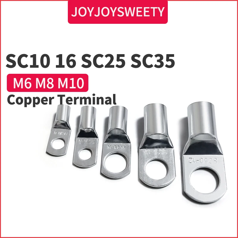 Tin Plated Copper Terminal SC10 SC16 SC25 SC35 Suitable M6 M8 M10 Screw Connector For  6AWG 8AWG Silicone Cables Thick Material