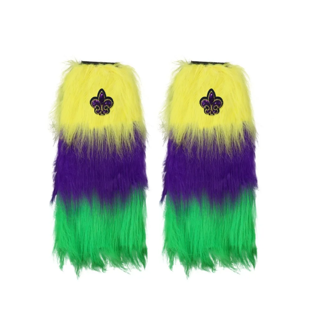 1 Pair Faux Fur Furry Leg Warmers 45cm Mardi Gras Long Tube Sock Sequin Soft Warm Knee Sleeve Spicy Girls