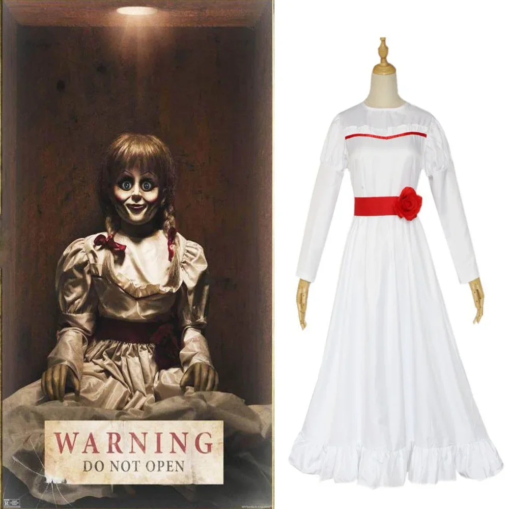 

Adult Kids Movie Conjing Doll Annabelle Dresses Cosplay Halloween Carnival Party Costumes Wig Suit Dress Women Girl Uniform Suit