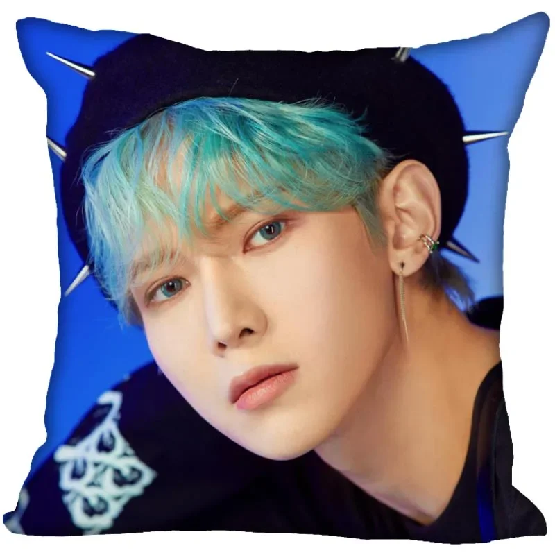 Kpop Boy Ateez fodera per cuscino camera da letto Home Office federa decorativa federe per cuscini con cerniera quadrata No Fade 0704