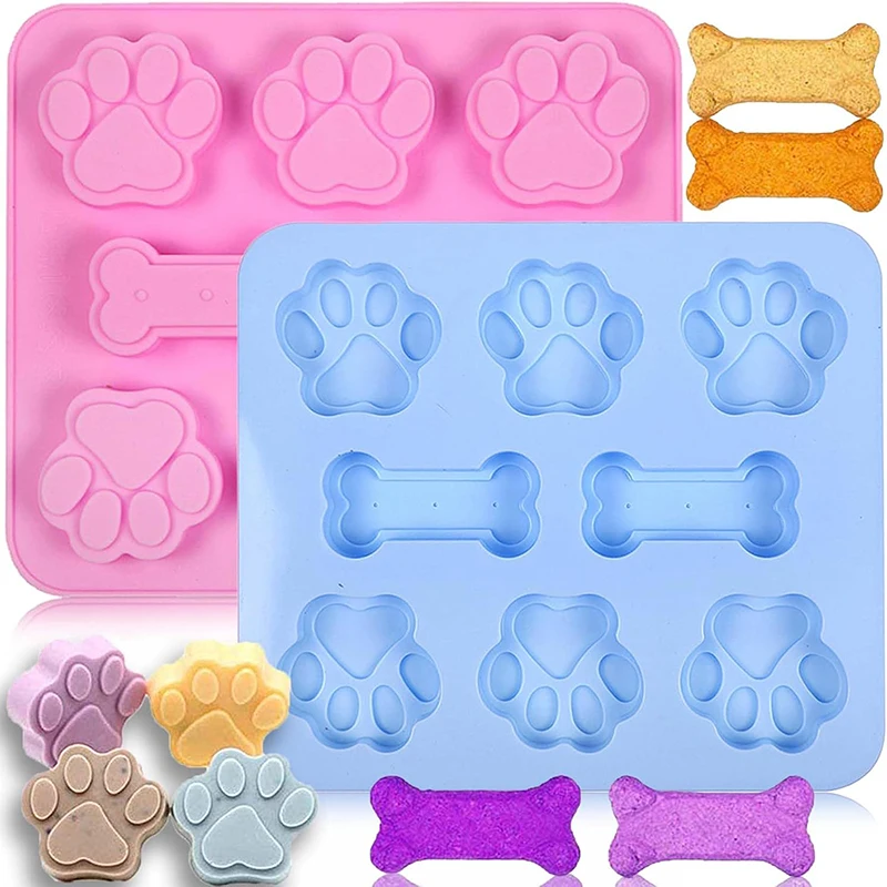 Cat Paw And Dog Bone Mold Dog Footprint Silicone Mold Nonstick Fondant Chocolate Cookie Cake Baking Mould Baking Accessories