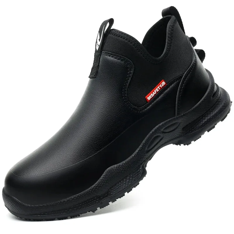 

Anti-skid Kitchen Work Men Shoes Work Waterproof Boots Lightweight Safety Shoes for Men Chef Work Shoes Man Leather Sneakers