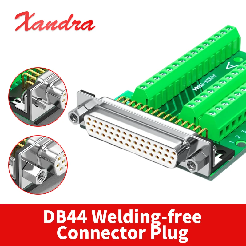 Industrial Grade DB44 Welding-free Connector HDB44 Pure Copper Transfer Terminal Board 3 Rows 44 Pin Male Female Adapter Plug