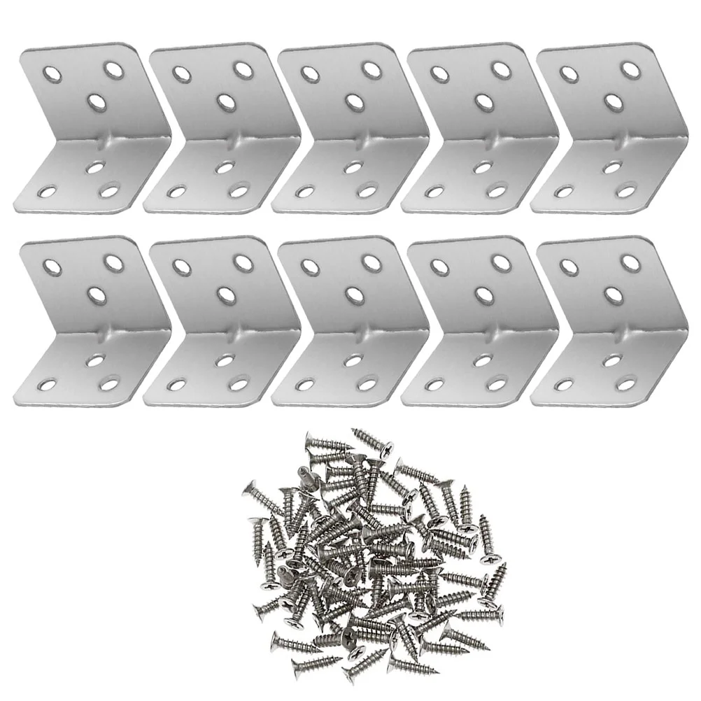 

12 Pcs Stainless Steel Corner Code Angle Joint Bracket Heavy Duty Thicken Fitting Silver Shelf Brace Holder