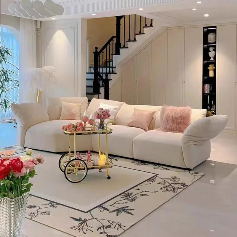 

Italian minimalist light luxury petal sofa new chenille velvet living room designer creative special-shaped Internet celebrity