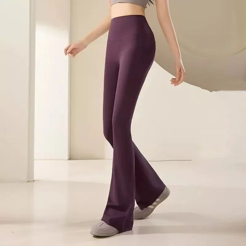 Elastic Sharkskin Fitness Yoga Pants High Waist Flared Long Leggings Gym Autumn Fashion Outerwear Versatile Slimming Pants