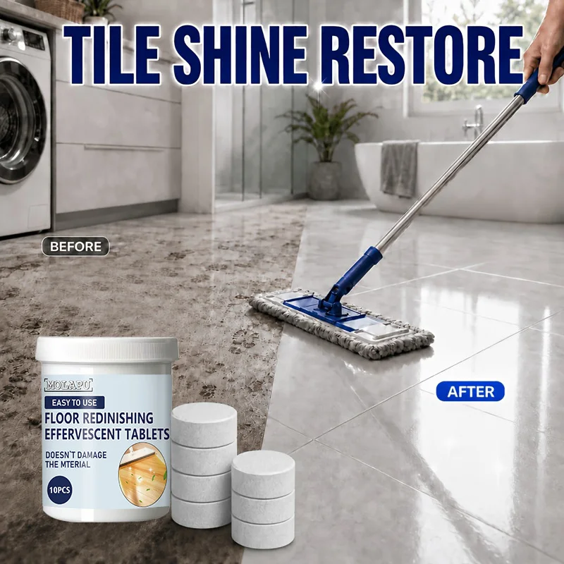 Multi-Purpose Floor Effervescent Tablets, Quick-Dissolving Formula, Effectively Remove Stains, Limescale, and Odors, Quickly Dry Without Leaving Water Marks, and Brighten and Nourish the Floor