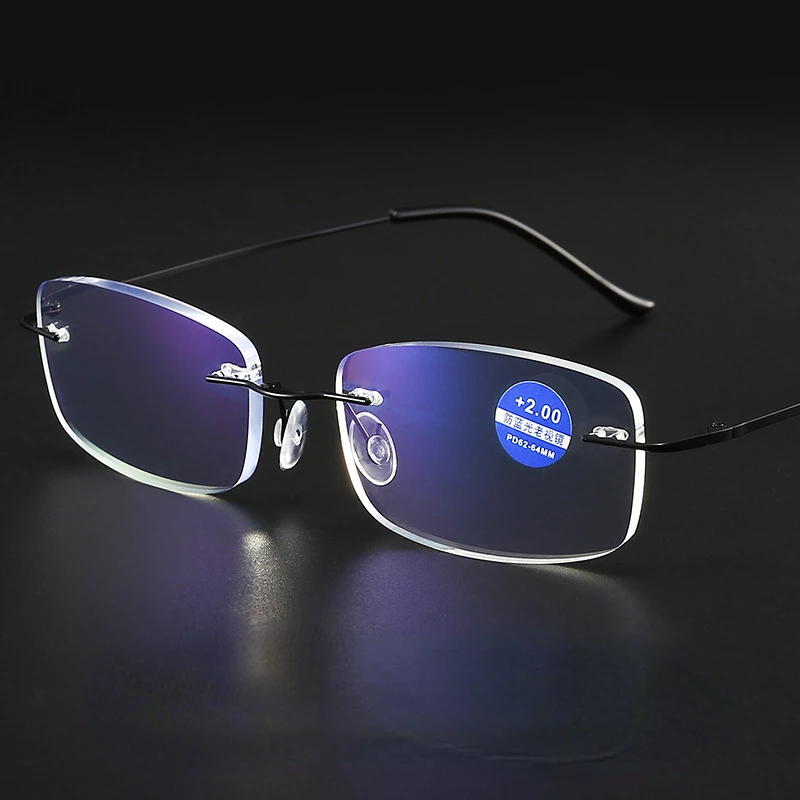 New Anti Blue Light Reading Glasses Men Exquisite Frameless Cutting Rims Reading Glasses Presbyopia Eyewear 안경 نظارات