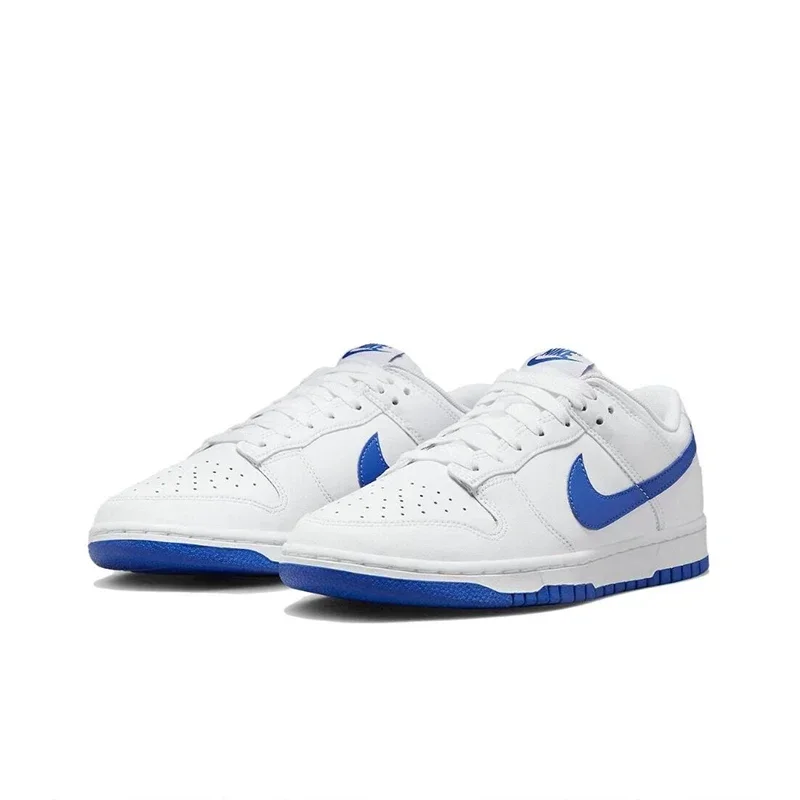 Nike Dunk Low 'Hyper Royal' Homme Chaussures De Skateboard Absorbant Les Chocs Degré D'usure Bleu Blanc Baskets DV0831-104