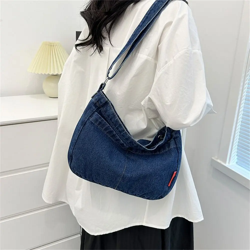 Denim Fabric Crossbody Bags Personality Ultra-large Capacity Vintage Tote Bag Handbags Gentlewoman