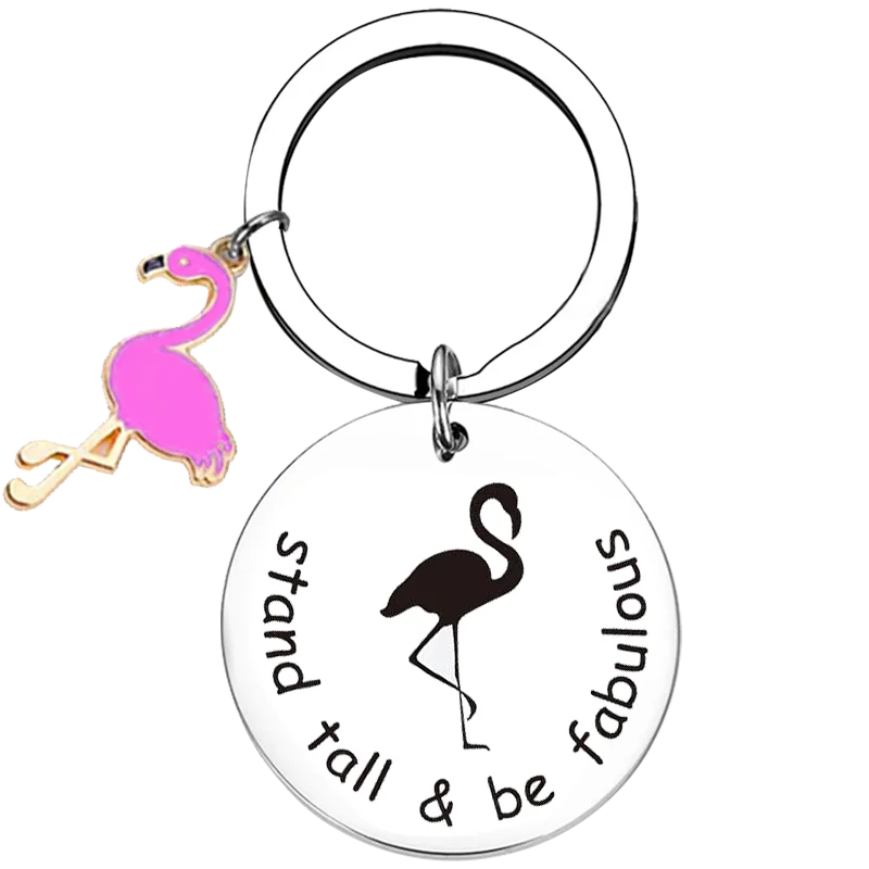 New Flamingo Lover Gift Key Chain Ring motivational Gift reminder keychains pendant Mom Gift Wife Gift