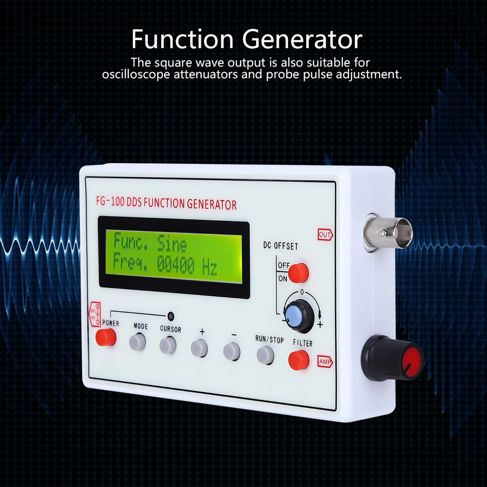 Function  Generator FG‑100 DDS Function Generator Sine Frequency 1HZ‑500KHz Counter  Source Generator Meter